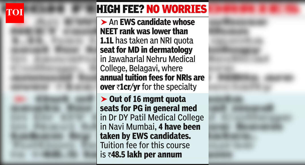 'EWS' candidates take PG med courses with Rs 1 crore fees