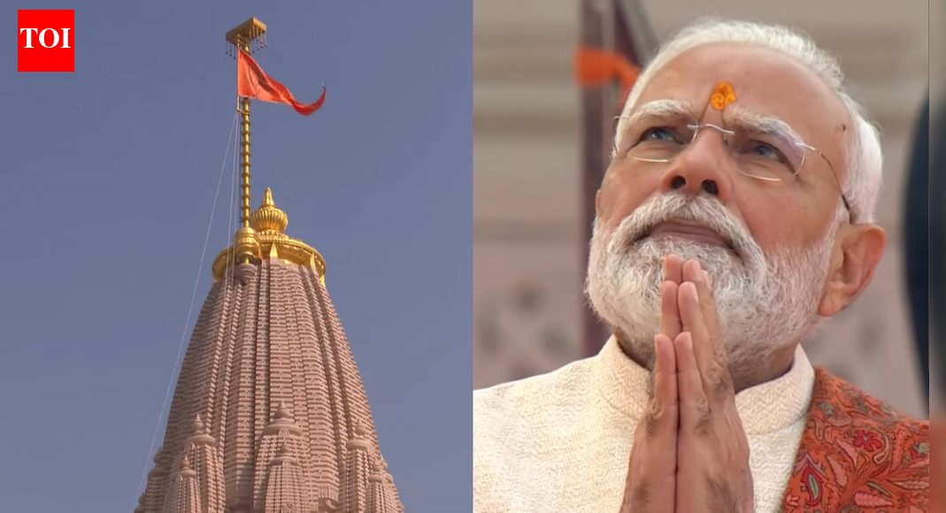 PM Narendra Modi hoists saffron flag at Ayodhya's Ram Temple