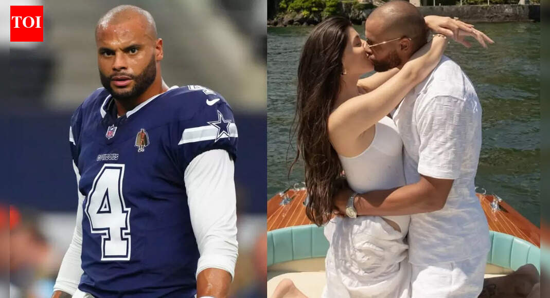 Watch: Dak Prescott hugs fiancée Sarah Jane Ramos, kisses his daughters in emotional on-field celebration after breaking Cowboys record