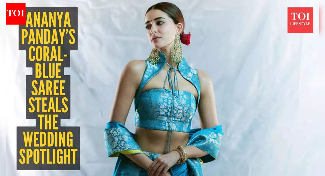 Ananya Panday’s coral-blue saree is the prettiest wedding outfit of 2025