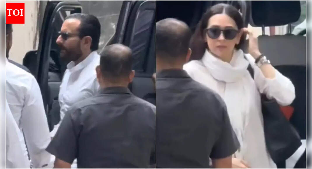 Saif Ali Khan and Karisma Kapoor visit the Deol family to offer their heartfelt condolences after Dharmendra’s demise: WATCH