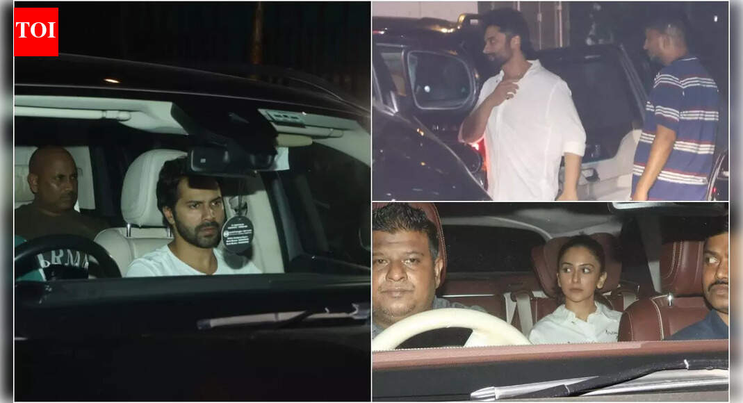 RIP Dharmendra: Shatrughan Sinha, Varun Dhawan, Ameesha Patel, Rakul visit the icon's home