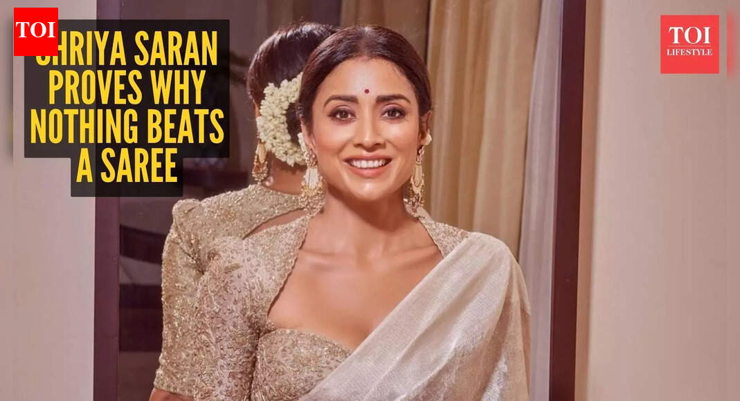 Shriya Saran shines in the most dreamy saree of the season