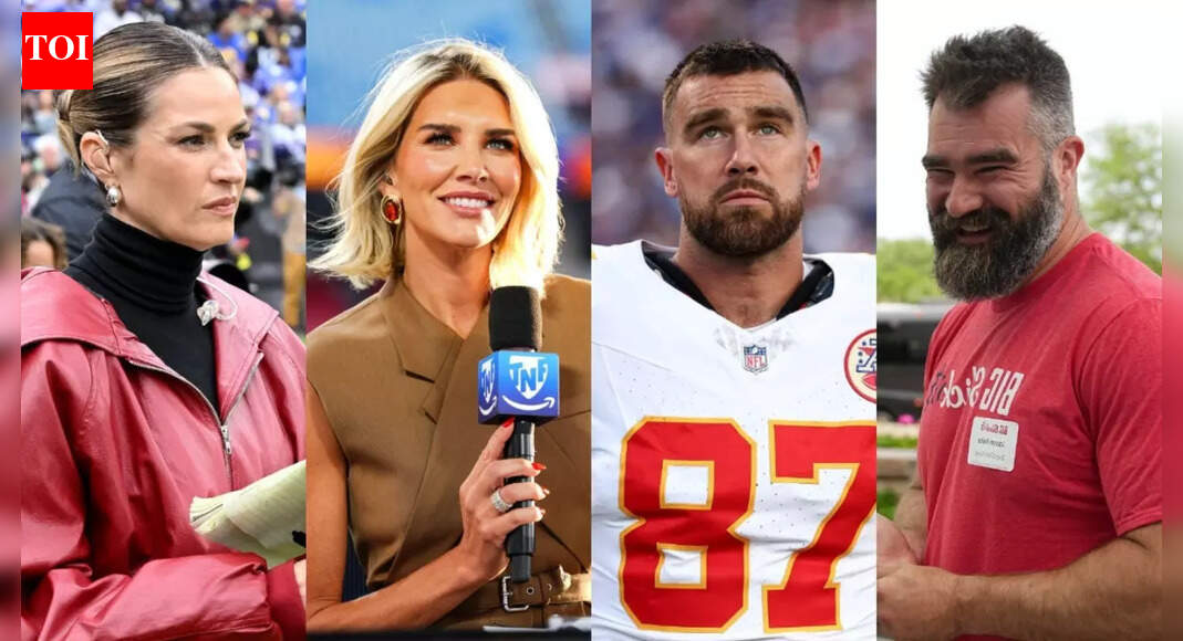 Jason Kelce stuns listeners with a jaw-dropping remark about Travis Kelce on New Heights while Erin Andrews and Charissa Thompson watch