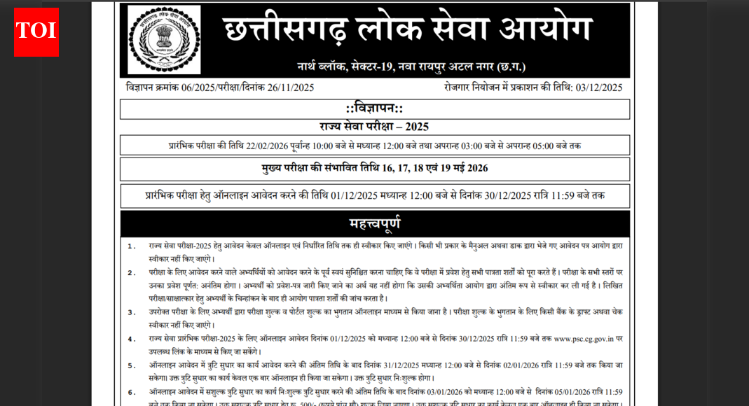 CGPSC releases recruitment notice for Labour Officer and other posts: Check details here