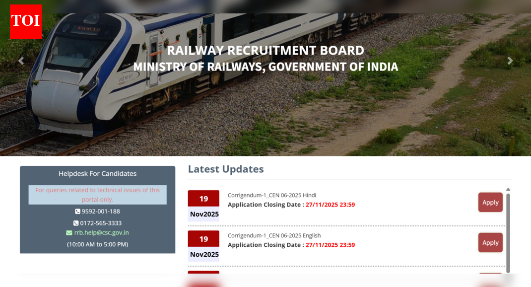 RRB NTPC UG recruitment 2025 window closing today for over 3000 posts: Direct link to apply here
