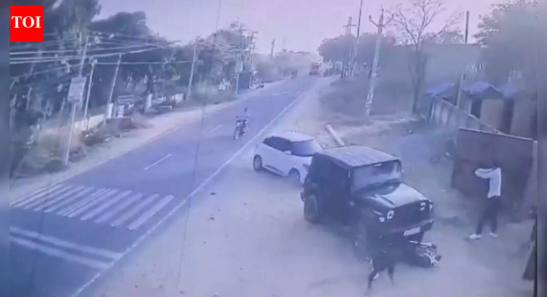 CCTV captures deadly gang war in Rajasthan; cars ram motorcycle, attempt to run over people
