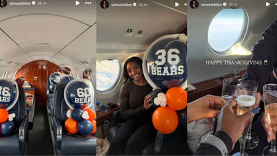 Simone Biles and Chicago Bears’ star Jonathan Owens celebrate Thanksgiving at 30,000 feet on private jet