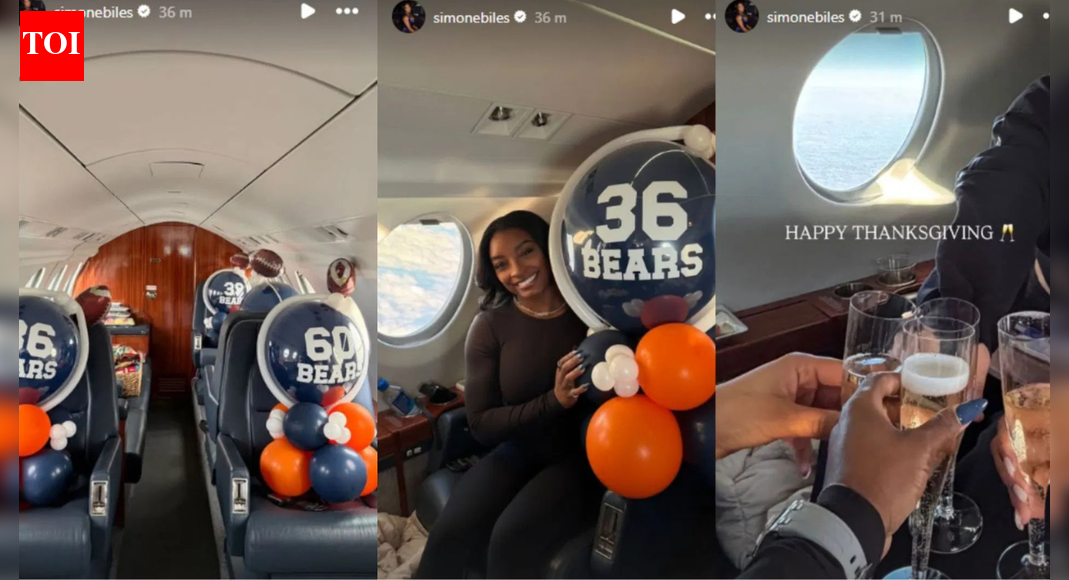 Simone Biles and Chicago Bears’ star Jonathan Owens celebrate Thanksgiving at 30,000 feet on private jet