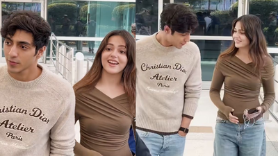 'Saiyaara' stars Ahaan Panday and Aneet Padda spotted chatting and giggling at the airport amid dating rumours