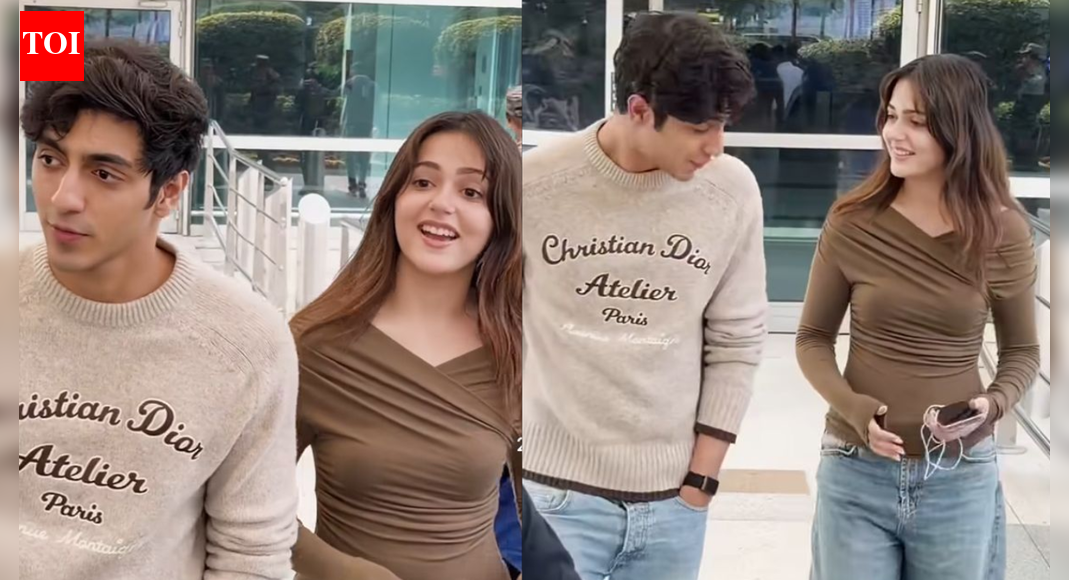 Ahaan Panday-Aneet Padda spotted giggling at the airport