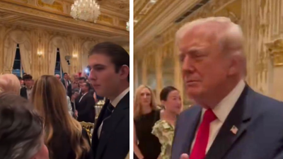 Social media reacts to Donald and Barron Trump at Mar-a-Lago in viral video: ‘Now you know why he wants a taller ballroom’