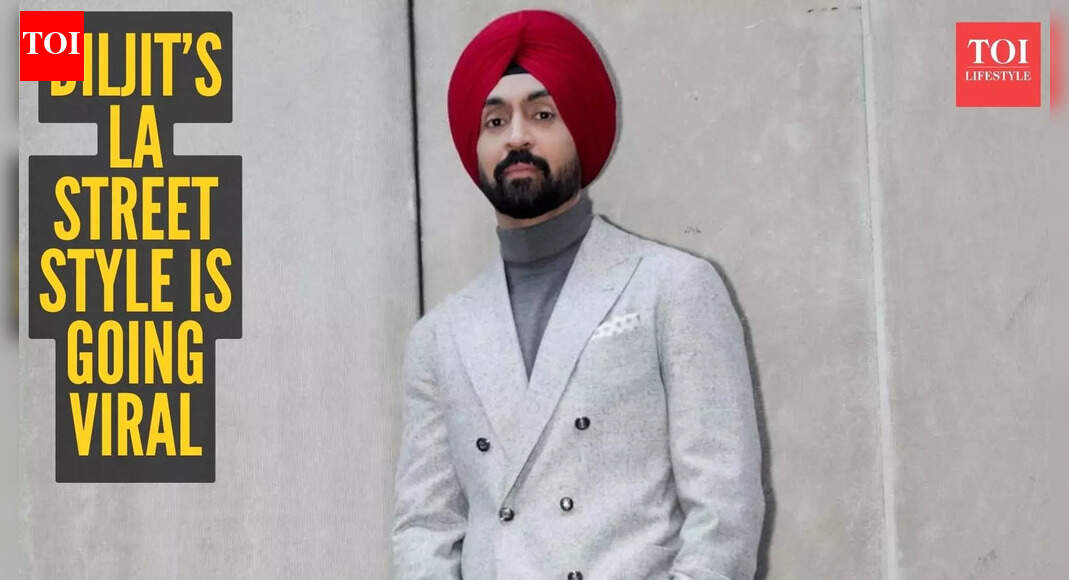 Diljit Dosanjh makes the red turban-grey suit combo look so iconic