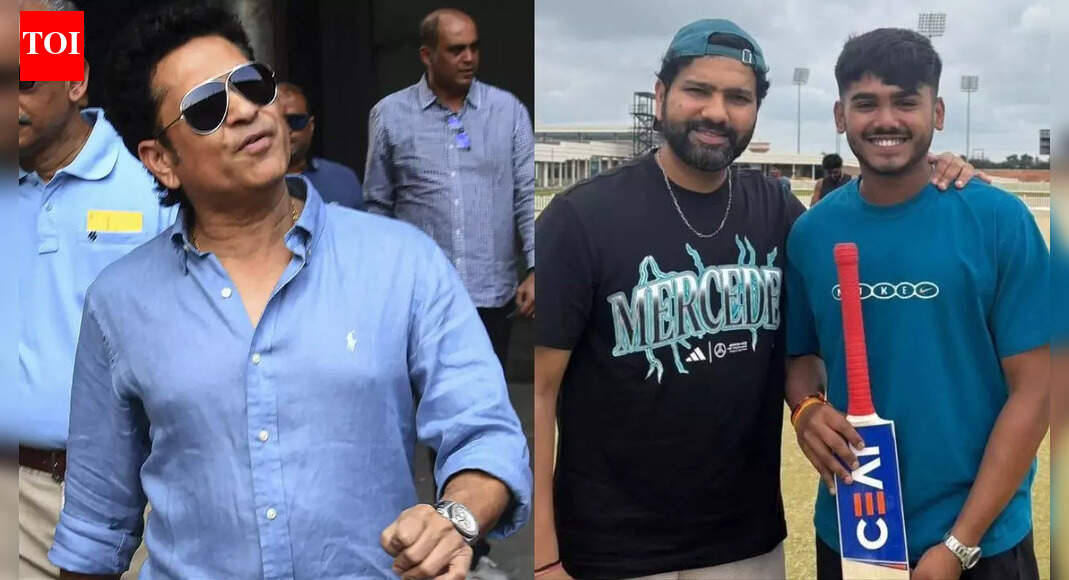 Sachin Tendulkar reacts as Ayush Mhatre breaks Rohit Sharma's record to become youngest player to score centuries in all formats