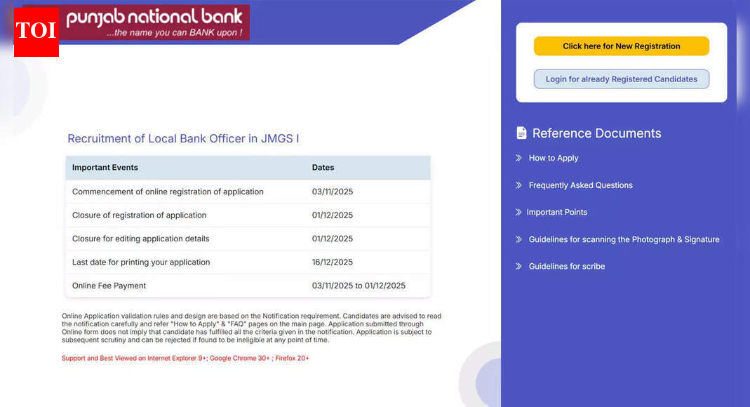 PNB LBO recruitment 2025 application for JMGS-I closes today at pnb.bank.in