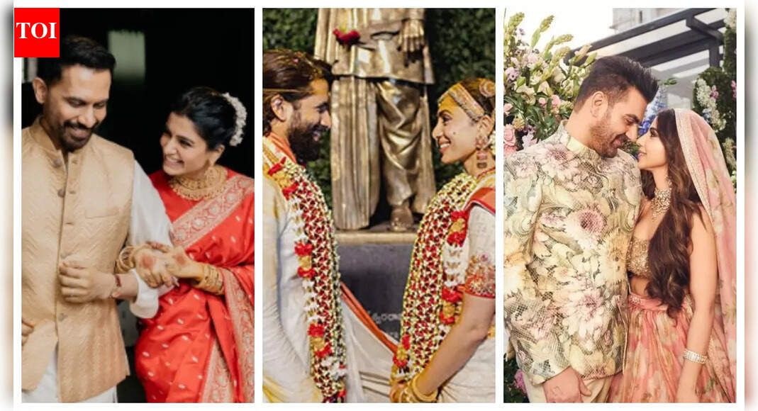 <div>Bollywood celebs' first and second wedding pics</div>