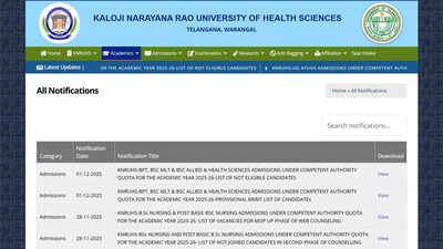 KNRUHS BPT, BSc MLT and allied health sciences 2025 merit list released at knruhs.telangana.gov.in, 8094 candidates selected; download result PDF here