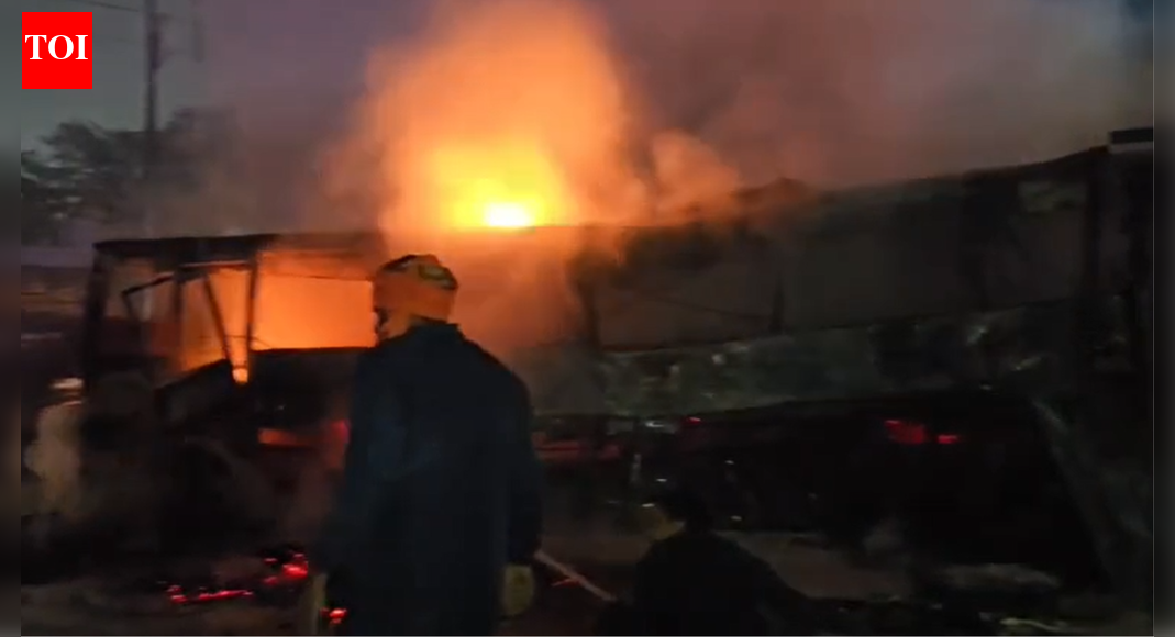 UP bus inferno: 3 dead, 24 injured as bus bursts into flames after collision with truck; driver, cleaner missing