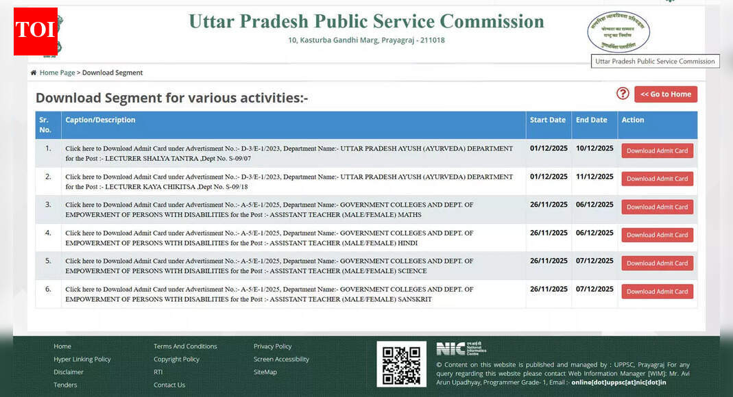 UP LT Grade Admit card 2025 out at uppsc.up.nic.in: Download AYUSH Lecturer Kaya Chikitsa and Shalya Tantra hall tickets here
