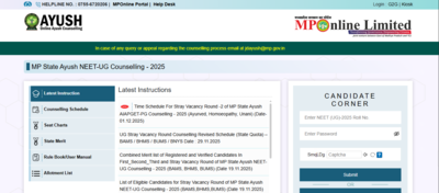 MP AYUSH NEET UG counselling 2025: Stray vacancy round 2 schedule released; check details here