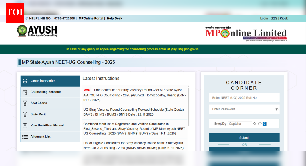 MP AYUSH NEET UG counselling 2025: Stray vacancy round 2 schedule released; check details here