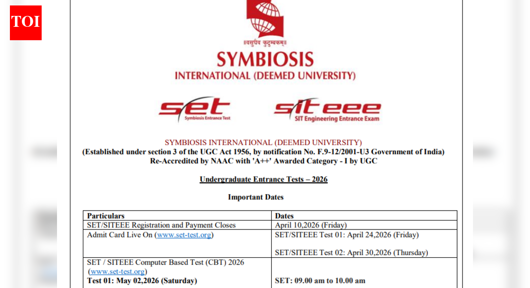 SET, SITEEE 2026 exam dates released at set-test.org: Check details here