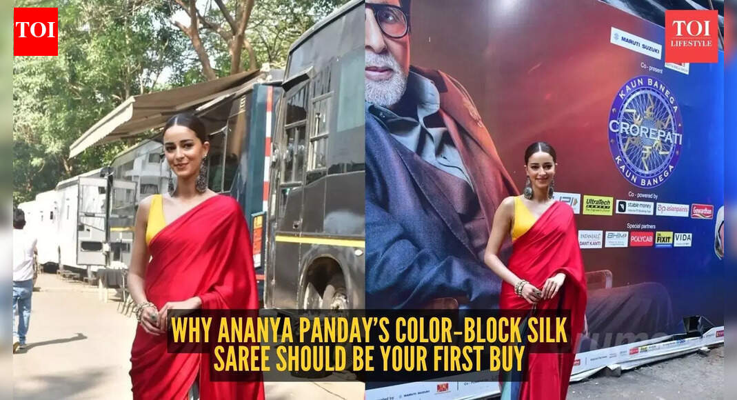 If plain silk sarees are on your radar, Ananya Panday’s latest colour‑block drape is the one to grab first