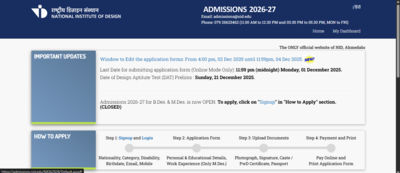 NID DAT 2026 application correction window opens at admissions.nid.edu: Check direct link and how to make changes online