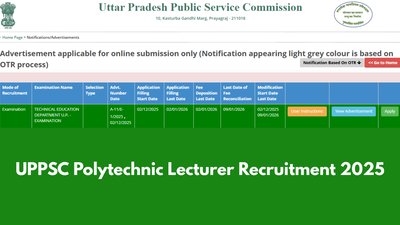 UPPSC Polytechnic Lecturer recruitment 2025: Notification out for 513 posts, direct link to register here