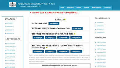 KTET May and June 2025 results out at ktet.kerala.gov.in; download here