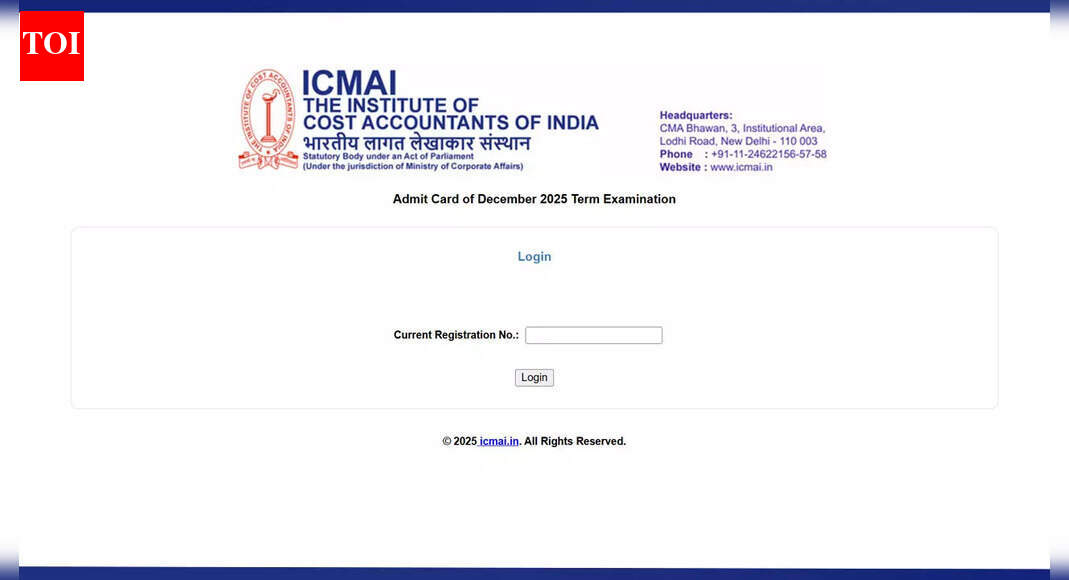 CMA admit card Dec 2025 released for Foundation, Intermediate and Final courses at icmai.in; download here