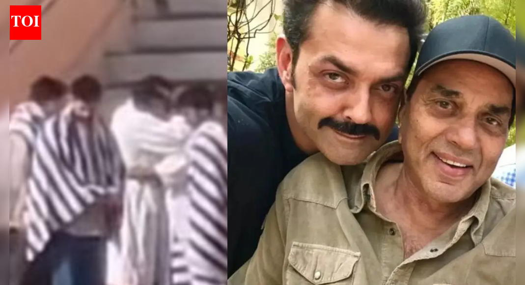 Bobby Deol breaks down in tears, hugs Sunny Deol’s son Karan Deol after Dharmendra’s asthi visarjan in Haridwar