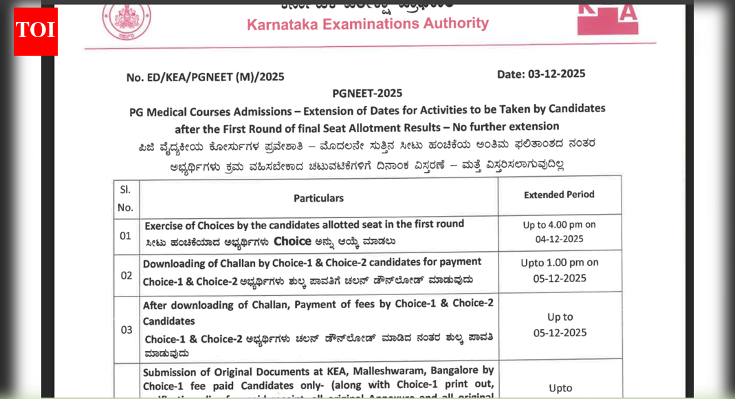 Karnataka issues final deadline extension for PGNEET-2025 admissions: Check details here