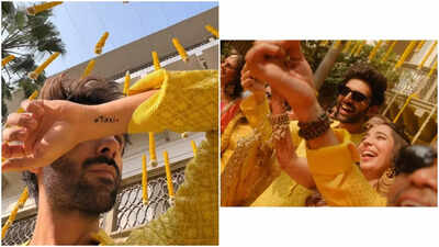 Kartik Aaryan turns doting brother at sister Kritika Tiwari’s haldi, proudly flaunts her wedding hashtag ‘Tikki’ tattoo on his wrist - See PIC