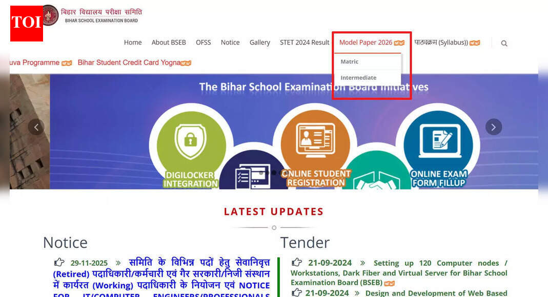 BSEB Bihar Board releases 2026 model papers for Class 10 and 12; download at biharboardonline.com