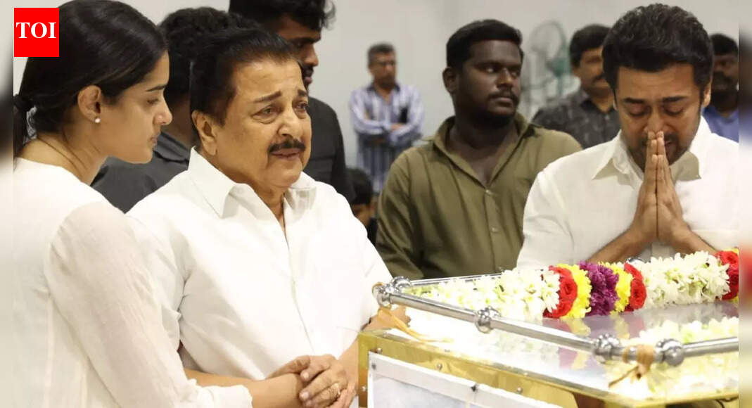 Suriya and Sivakumar break down in tears at AVM Saravanan's funeral; AVM Studio filled with grief, video goes viral