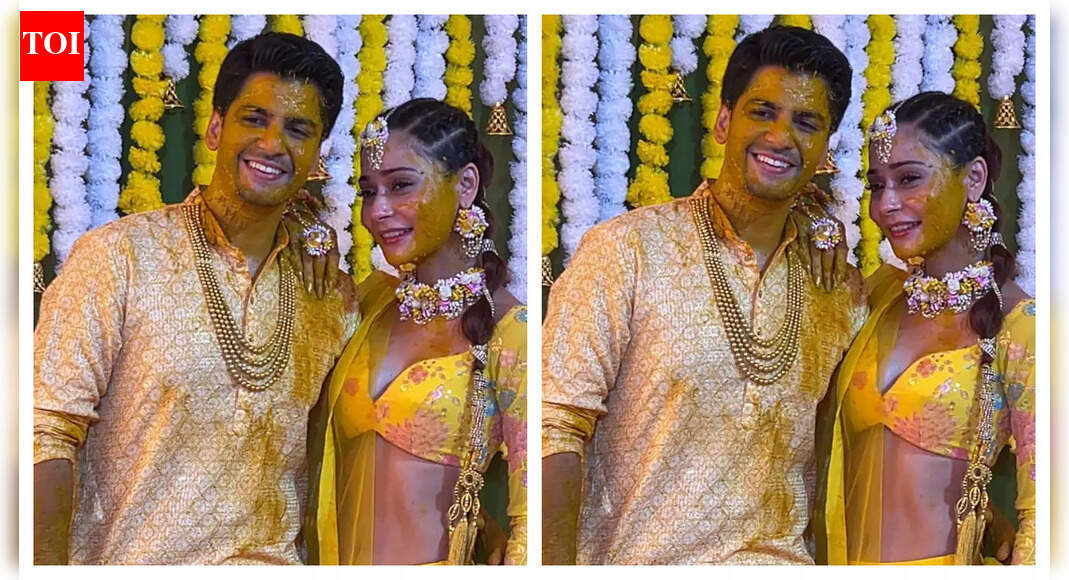 Bidaai fame Sara Khan and Krish Pathak kick-star wedding festivities with haldi ceremony; actress radiates in yellow lehenga