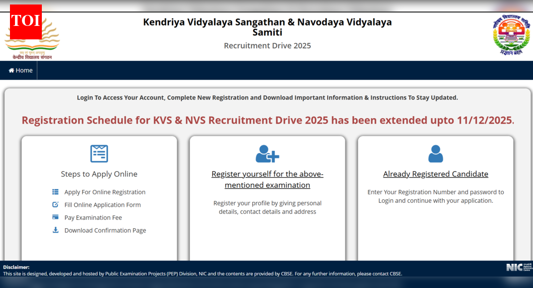 KVS, NVS application deadline extended: Check details and direct link to apply here