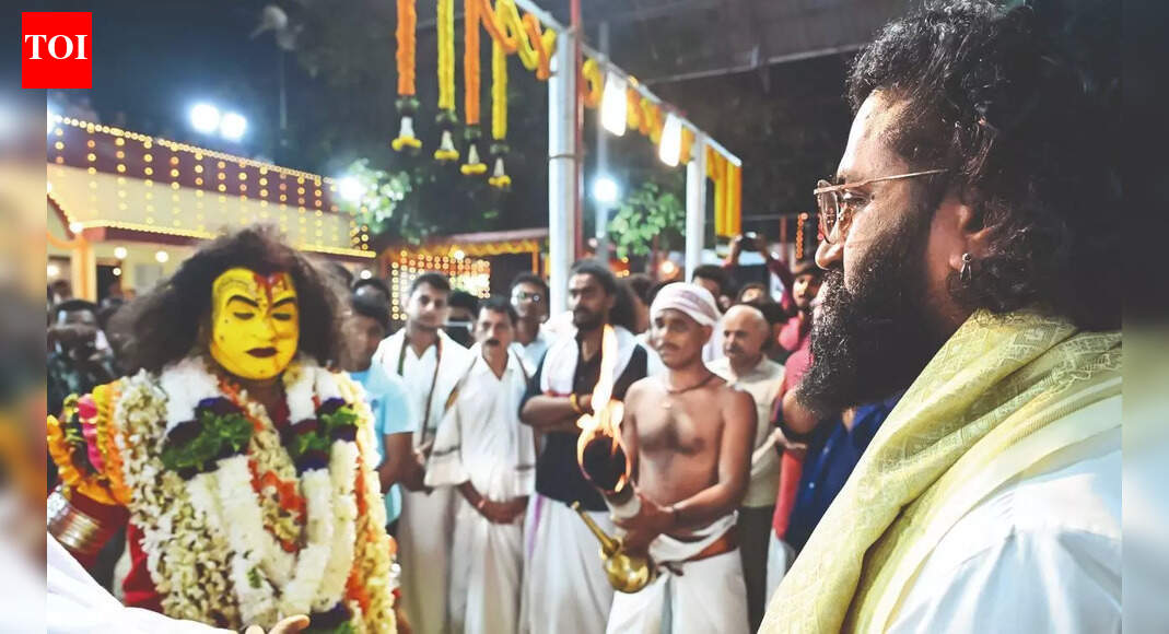 Rishab Shetty fulfils vow with Varahi Panjurli Daiva Kola in Mangaluru