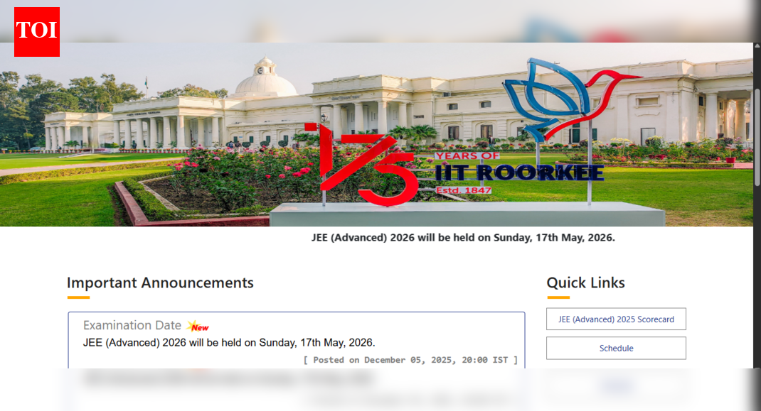 JEE Advanced 2026 exam date announced: Check key details here
