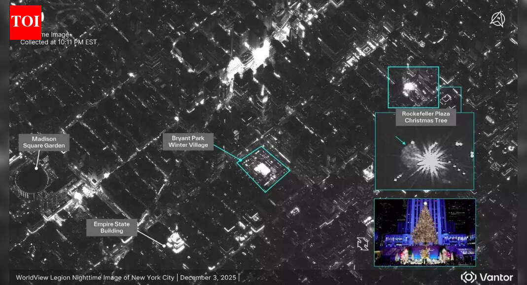 How satellites captured New York’s biggest holiday moment: The Rockefeller Centre Christmas Tree seen from space