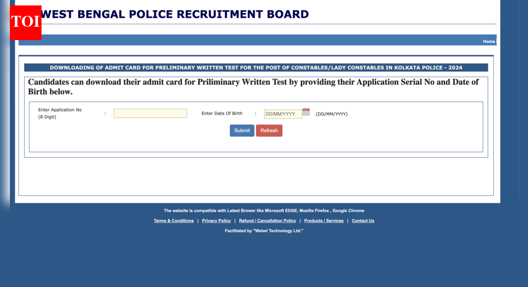 Kolkata Police Constable admit card 2025 released: Check direct link to download hall ticket here