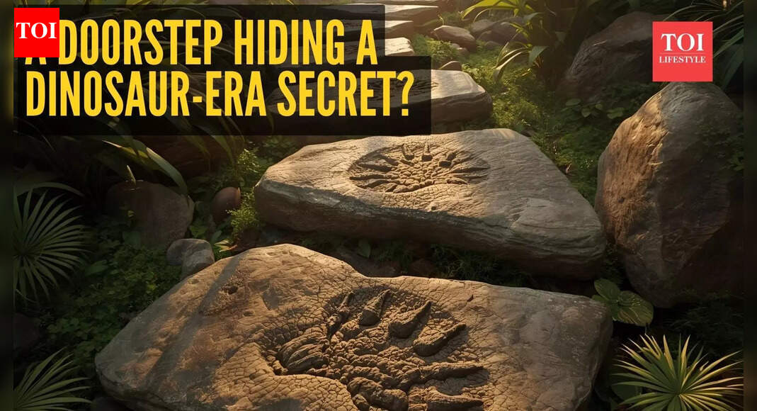 A doorstep hiding a dinosaur-era secret? Chinese brothers discover the stepping stones outside their home are 190-million-year-old dinosaur fossils