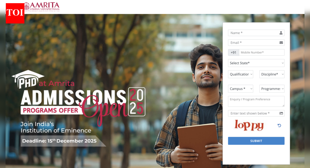 Amrita Vishwa Vidyapeetham PhD admissions phase 2 begins: Check minimum eligibility, registration details here