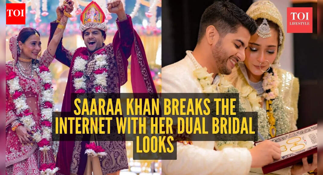 दो परंपराएं, दो प्रतिष्ठित पोशाकें: सारा खान अपने विवाह और निकाह दोनों लुक में अच्छी लगती हैं