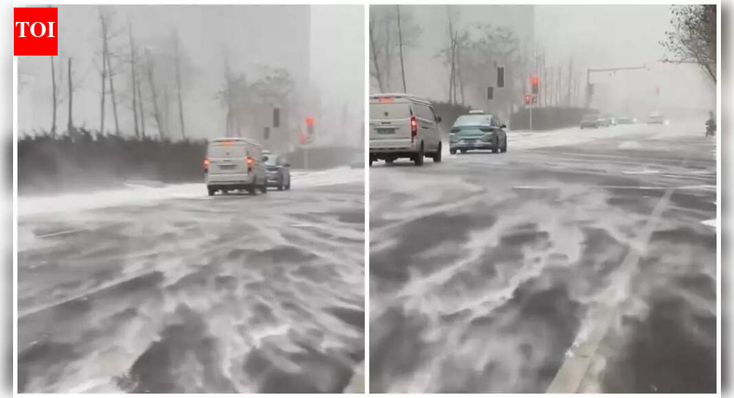 Watch: December blizzard in China goes viral for snow-globe streets and whirling powder