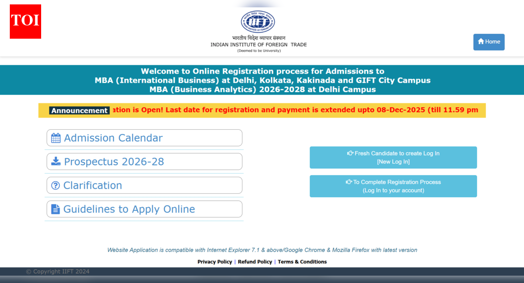 IIFT MBA programmes registrations 2025 closing today: Check direct link to apply here