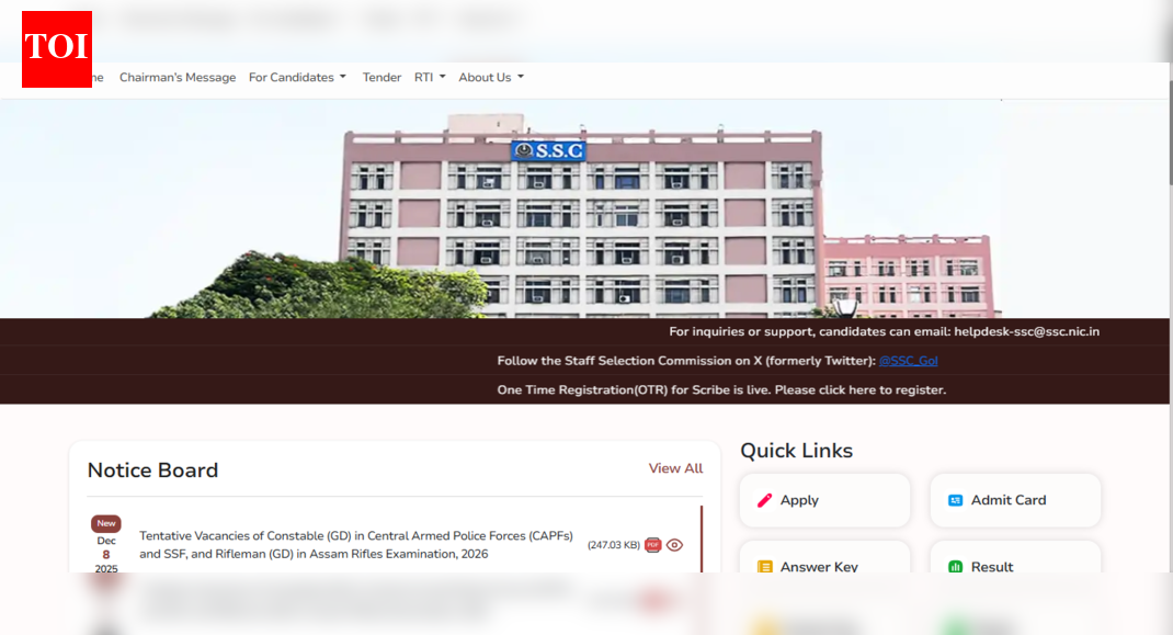 SSC GD Constable recruitment 2026: State-wise breakup released for 25,487 posts; check details here