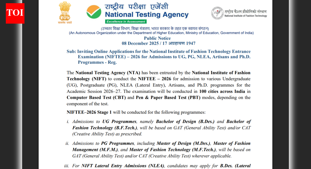 NIFTEE registration window 2025 opens at nta.ac.in: Direct link to apply here
