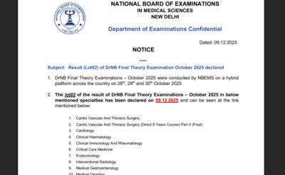 NBEMS DrNB lot 2 final theory result 2025: Direct link to download here